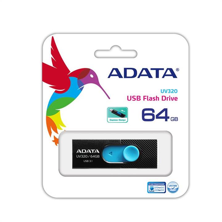 ADATA AUV320-64G-RBKBL Накопичувач Flash A-DATA USB 3.0 AUV 320 64Gb Black/Blue AUV32064GRBKBL: Приваблива ціна - Купити в Україні на EXIST.UA!