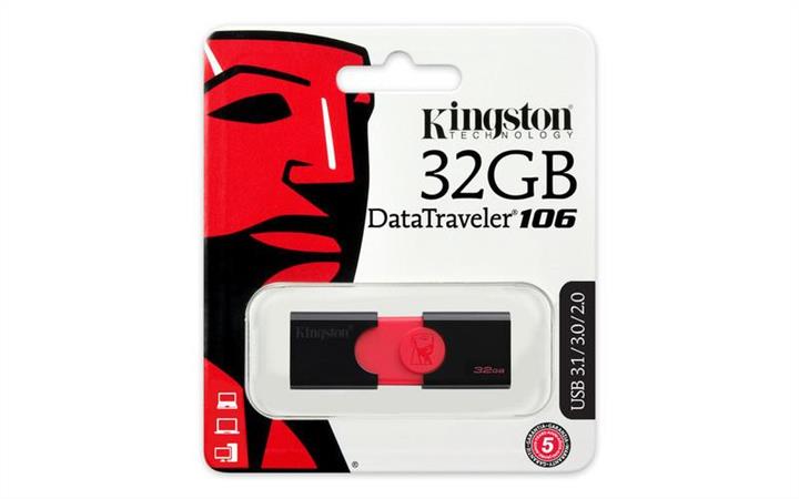 Kingston Флеш-накопичувач USB3.1 32GB Kingston DataTraveler 106 Black &#x2F; Red (DT106 &#x2F; 32GB) – ціна