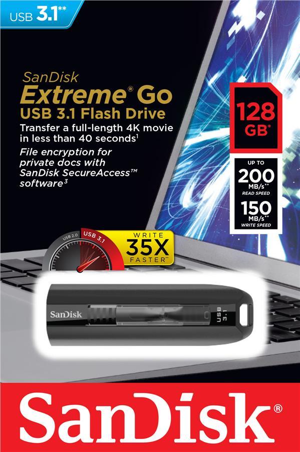 Sandisk SDCZ800-128G-G46 Накопичувач SanDisk 128GB USB 3.1 Extreme Go R200/W150MB/s SDCZ800128GG46: Купити в Україні - Добра ціна на EXIST.UA!