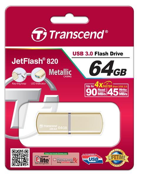 Transcend TS64GJF820G Накопичувач Transcend 64GB USB 3.0 JetFlash 820 Metal Gold TS64GJF820G: Приваблива ціна - Купити в Україні на EXIST.UA!
