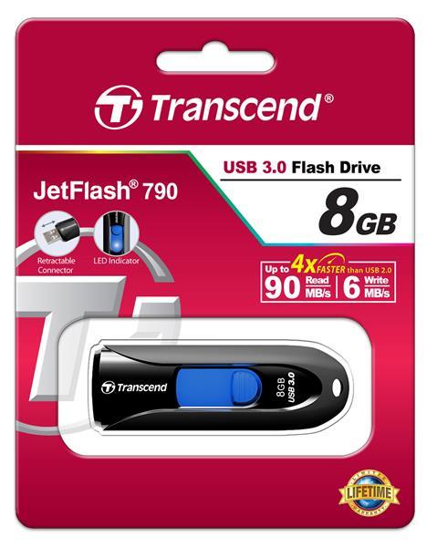 Transcend TS8GJF790K Накопичувач Transcend 8GB USB 3.0 JetFlash 790 Black TS8GJF790K: Приваблива ціна - Купити в Україні на EXIST.UA!