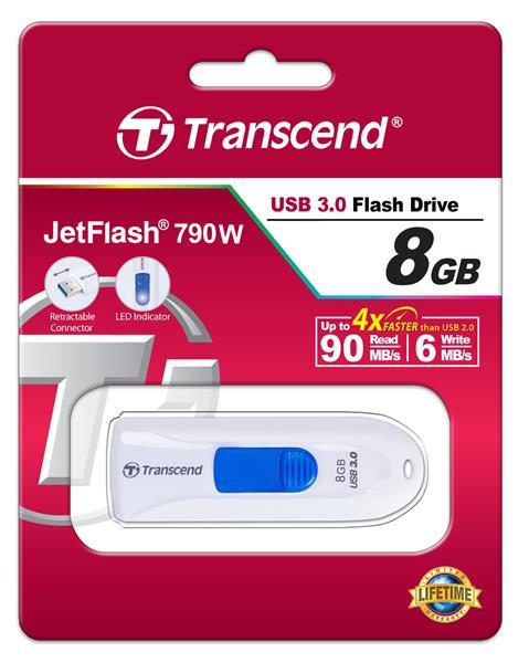 Transcend TS8GJF790W Накопичувач Transcend 8GB USB 3.0 JetFlash 790 Бiлий TS8GJF790W: Купити в Україні - Добра ціна на EXIST.UA!