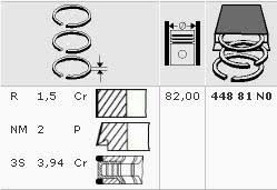 44881N0 Mahle Original Кольца поршневые на 1 цилиндр, комплект