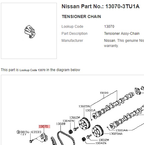 130703TU1A Nissan Натяжитель цепи ГРМ
