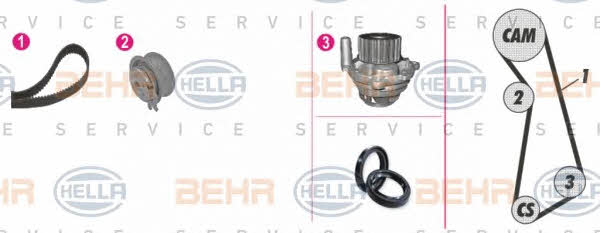 Behr-Hella 8MP 376 801-801 Ремінь ГРМ, комплект з водяним насосом 8MP376801801: Купити в Україні - Добра ціна на EXIST.UA!