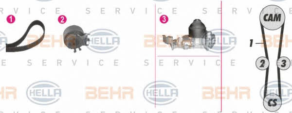 Behr-Hella 8MP 376 802-851 Ремінь ГРМ, комплект з водяним насосом 8MP376802851: Купити в Україні - Добра ціна на EXIST.UA!