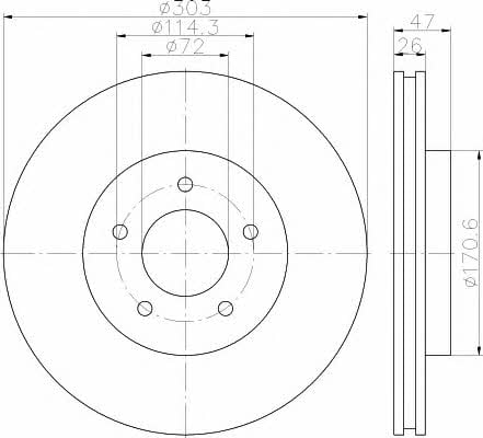 Hella-Pagid 8DD 355 116-261 Тормозной диск передний вентилируемый 8DD355116261: Отличная цена - Купить в Украине на EXIST.UA! 8DD355116261 Hella-Pagid Тормозной диск передний вентилируемый