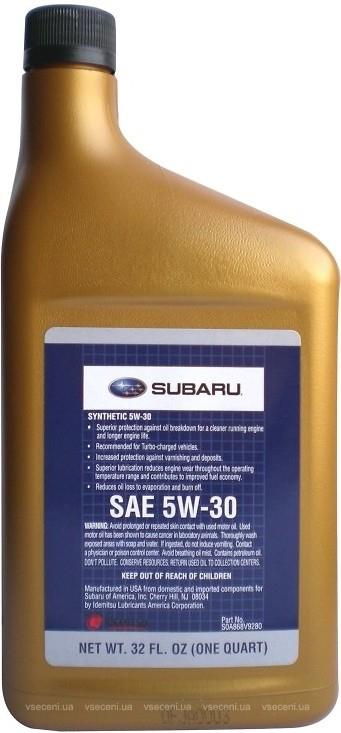 Моторна олива Subaru SYNTHETIC OIL 5W-30, 0,946л Subaru SOA427V1410