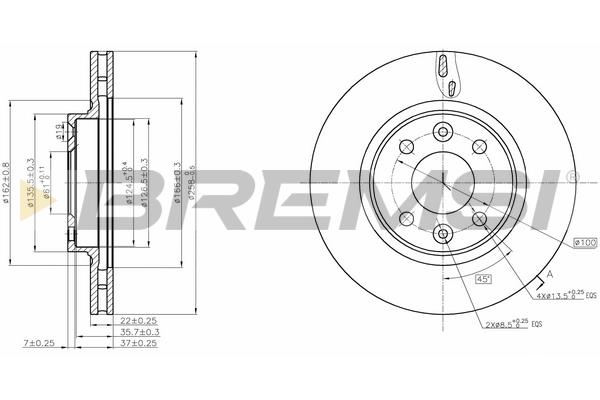 Bremsi DBC327V Гальмівний диск DBC327V: Купити в Україні - Добра ціна на EXIST.UA!