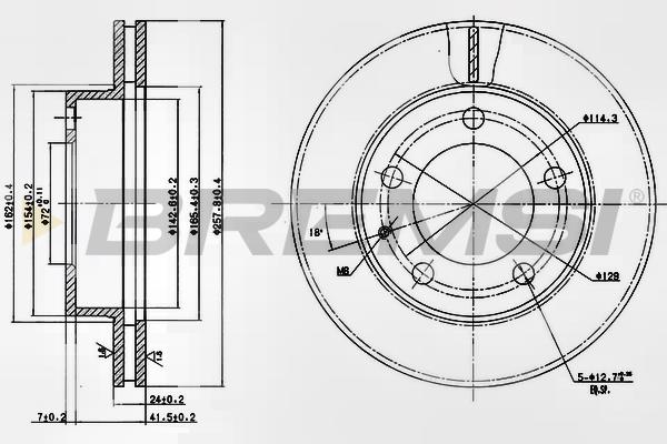 Bremsi DBA496V Диск гальмівний передній вентильований DBA496V: Купити в Україні - Добра ціна на EXIST.UA!