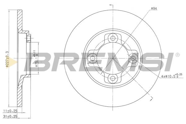 Bremsi DBA113S Диск гальмівний передній невентильований DBA113S: Приваблива ціна - Купити в Україні на EXIST.UA!