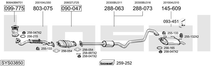 Bosal SYS03850 Система випуску відпрацьованих газів SYS03850: Купити в Україні - Добра ціна на EXIST.UA!