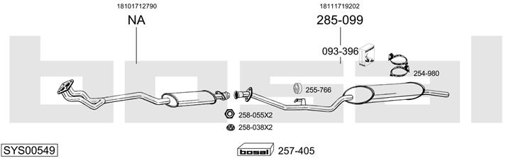 Bosal SYS00549 Система випуску відпрацьованих газів SYS00549: Купити в Україні - Добра ціна на EXIST.UA!