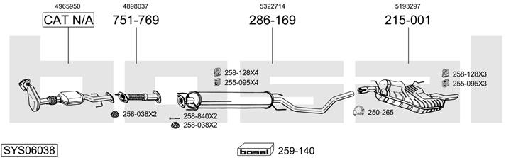 Bosal SYS06038 Система випуску відпрацьованих газів SYS06038: Купити в Україні - Добра ціна на EXIST.UA!