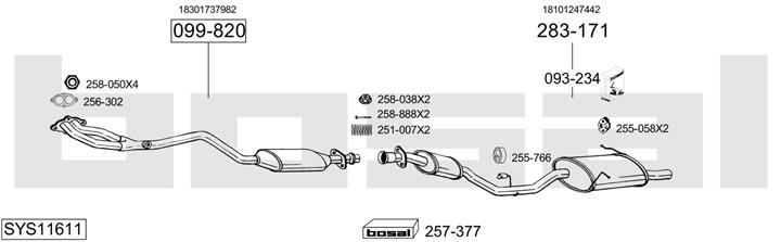 Bosal SYS11611 Система випуску відпрацьованих газів SYS11611: Купити в Україні - Добра ціна на EXIST.UA!