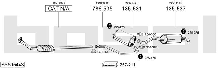 Bosal SYS15443 Система випуску відпрацьованих газів SYS15443: Купити в Україні - Добра ціна на EXIST.UA!