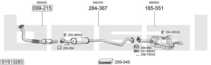 Bosal SYS13283 Система випуску відпрацьованих газів SYS13283: Купити в Україні - Добра ціна на EXIST.UA!