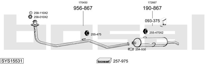 Bosal SYS15531 Система випуску відпрацьованих газів SYS15531: Купити в Україні - Добра ціна на EXIST.UA!