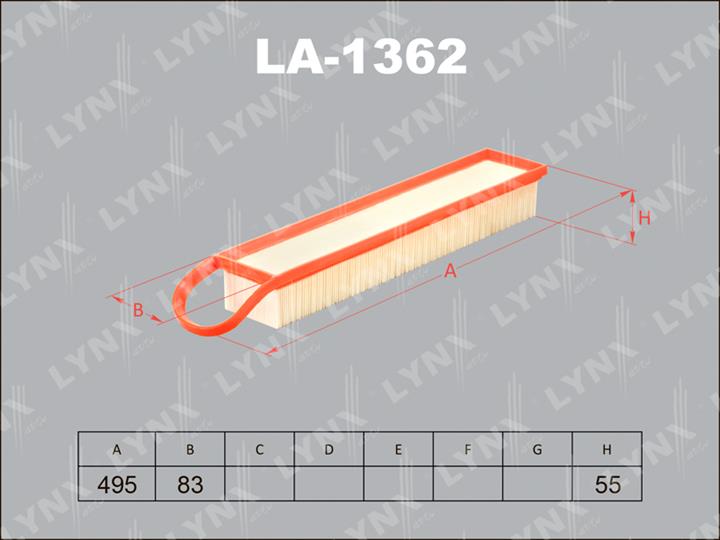 LYNXauto LA-1362 Повітряний фільтр LA1362: Приваблива ціна - Купити в Україні на EXIST.UA!