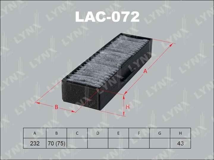 LYNXauto LAC-072 Фільтр салону LAC072: Купити в Україні - Добра ціна на EXIST.UA!