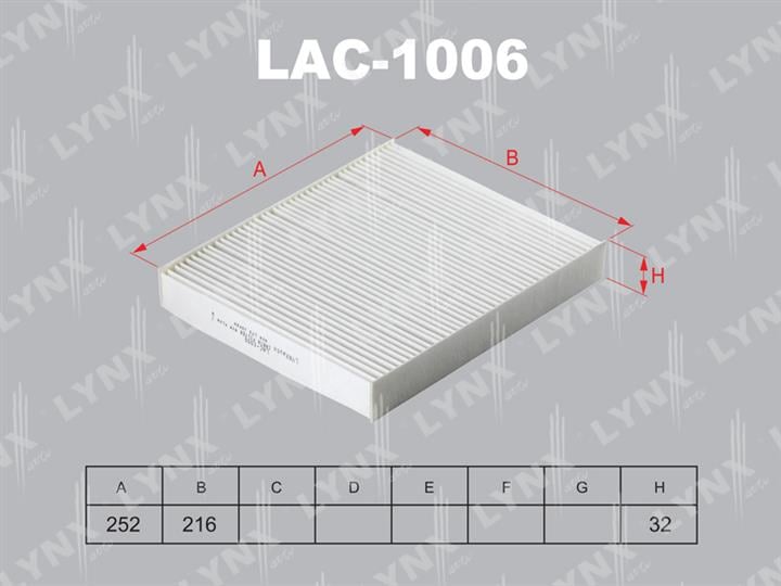 LYNXauto LAC-1006 Фільтр салону LAC1006: Приваблива ціна - Купити в Україні на EXIST.UA!
