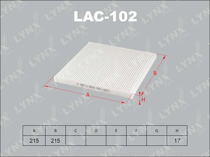 LYNXauto LAC-102 Фільтр салону LAC102: Купити в Україні - Добра ціна на EXIST.UA!