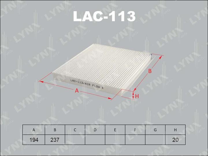 LYNXauto LAC-113 Фільтр салону LAC113: Купити в Україні - Добра ціна на EXIST.UA!