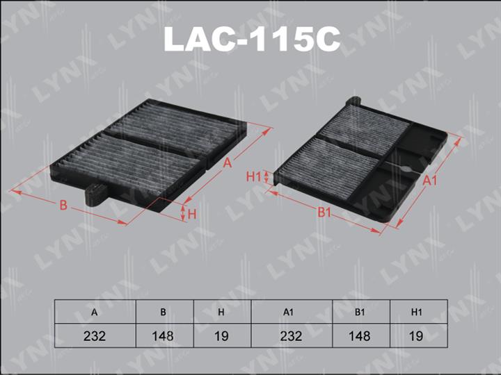 LYNXauto LAC-115C Фільтр салону з активованим вугіллям LAC115C: Купити в Україні - Добра ціна на EXIST.UA!