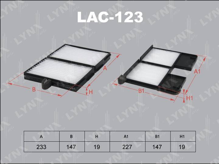 LYNXauto LAC-123 Фільтр салону LAC123: Купити в Україні - Добра ціна на EXIST.UA!