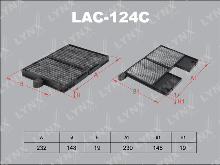 LYNXauto LAC-124C Фільтр салону з активованим вугіллям LAC124C: Купити в Україні - Добра ціна на EXIST.UA!
