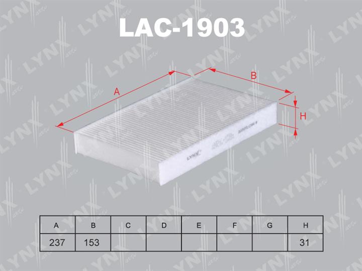 LYNXauto LAC-1903 Фільтр салону LAC1903: Купити в Україні - Добра ціна на EXIST.UA!