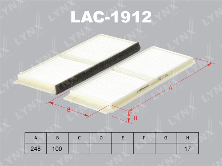 LYNXauto LAC-1912 Фільтр салону LAC1912: Купити в Україні - Добра ціна на EXIST.UA!