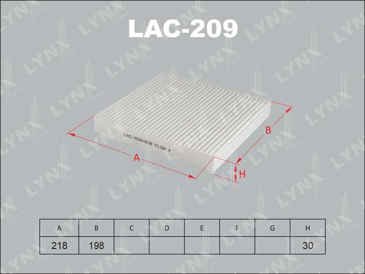 LYNXauto LAC-209 Фільтр салону LAC209: Купити в Україні - Добра ціна на EXIST.UA!