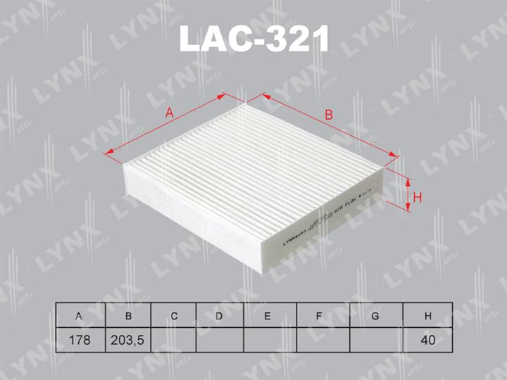 LYNXauto LAC-321 Фільтр салону LAC321: Приваблива ціна - Купити в Україні на EXIST.UA!