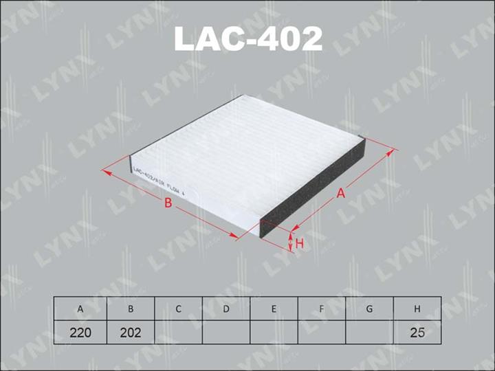 LYNXauto LAC-402 Фільтр салону LAC402: Купити в Україні - Добра ціна на EXIST.UA!