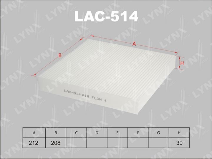 LYNXauto LAC-514 Фільтр салону LAC514: Приваблива ціна - Купити в Україні на EXIST.UA!