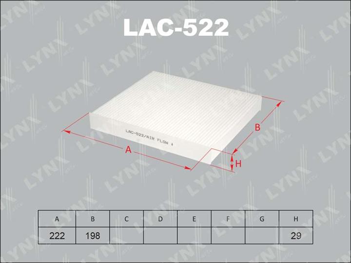 LYNXauto LAC-522 Фільтр салону LAC522: Купити в Україні - Добра ціна на EXIST.UA!