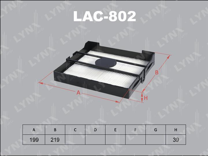 LYNXauto LAC-802 Фільтр салону LAC802: Приваблива ціна - Купити в Україні на EXIST.UA!