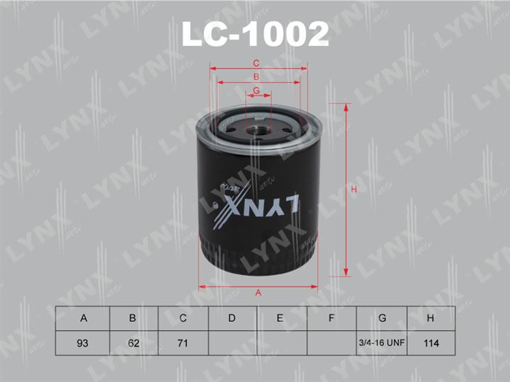 LYNXauto LC-1002 Фільтр масляний LC1002: Купити в Україні - Добра ціна на EXIST.UA!