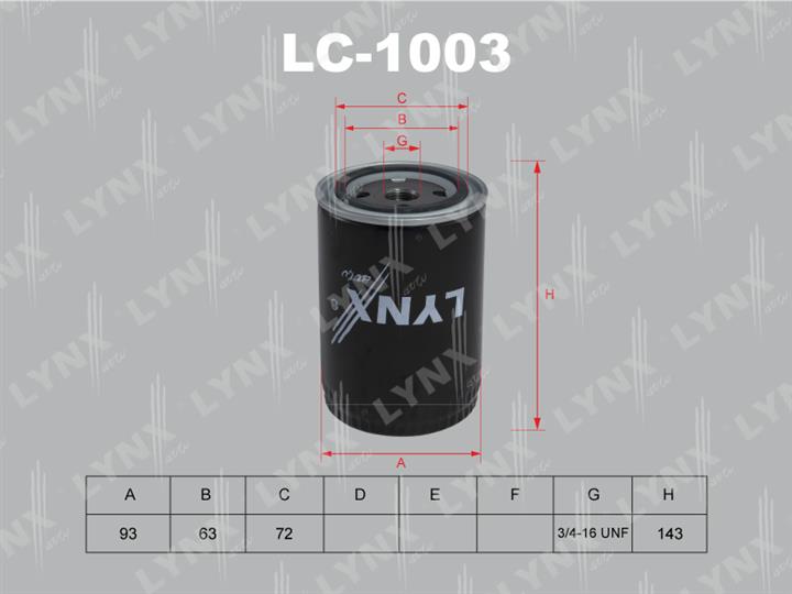 LYNXauto LC-1003 Фільтр масляний LC1003: Купити в Україні - Добра ціна на EXIST.UA!