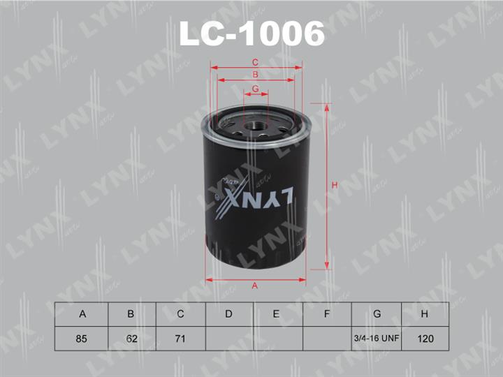 LYNXauto LC-1006 Фільтр масляний LC1006: Купити в Україні - Добра ціна на EXIST.UA!