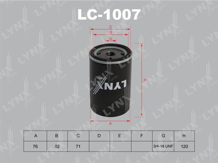 LYNXauto LC-1007 Фільтр масляний LC1007: Купити в Україні - Добра ціна на EXIST.UA!