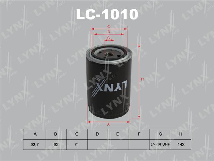 LYNXauto LC-1010 Фільтр масляний LC1010: Приваблива ціна - Купити в Україні на EXIST.UA!