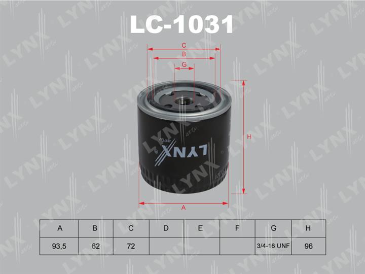LYNXauto LC-1031 Фільтр масляний LC1031: Купити в Україні - Добра ціна на EXIST.UA!