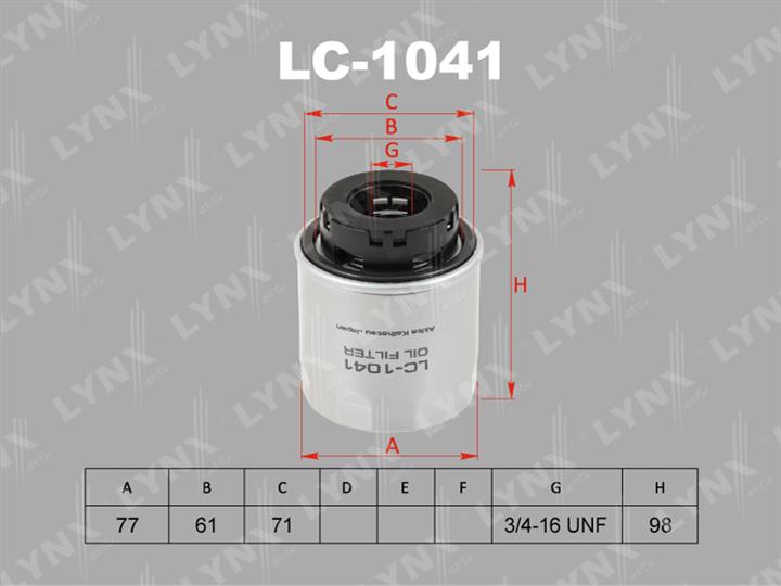 LYNXauto LC-1041 Фільтр масляний LC1041: Купити в Україні - Добра ціна на EXIST.UA!