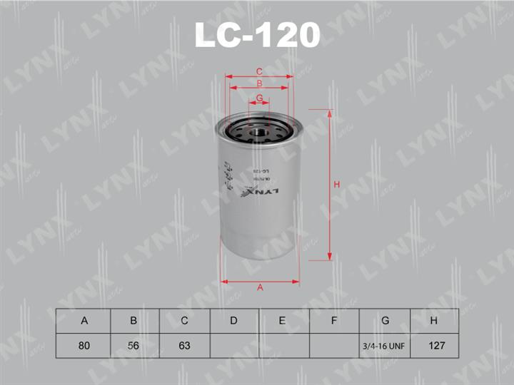 LYNXauto LC-120 Фільтр масляний LC120: Приваблива ціна - Купити в Україні на EXIST.UA!