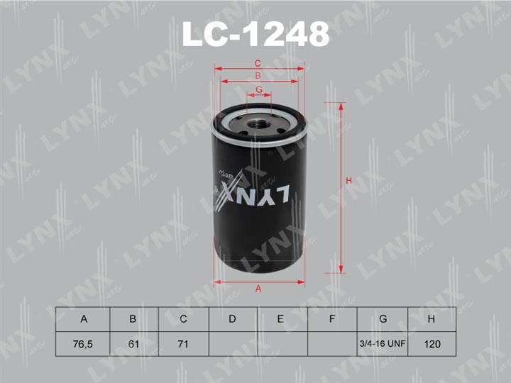 LYNXauto LC-1248 Фільтр масляний LC1248: Приваблива ціна - Купити в Україні на EXIST.UA!