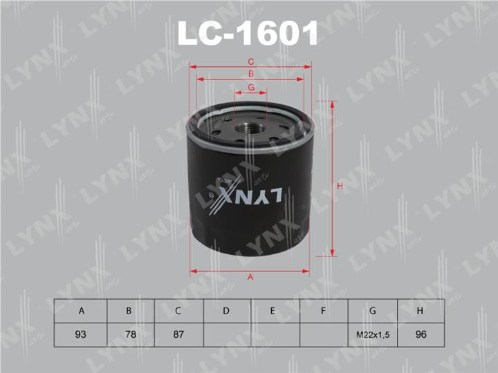 LYNXauto LC-1601 Фільтр масляний LC1601: Купити в Україні - Добра ціна на EXIST.UA!