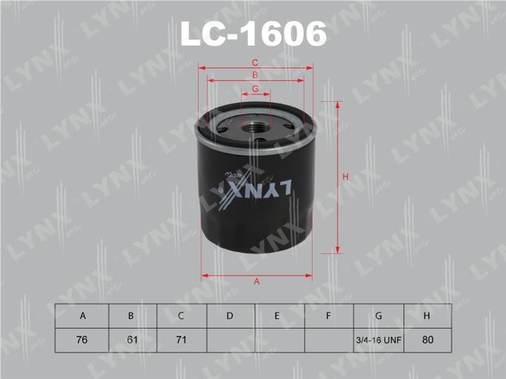 LYNXauto LC-1606 Фільтр масляний LC1606: Купити в Україні - Добра ціна на EXIST.UA!