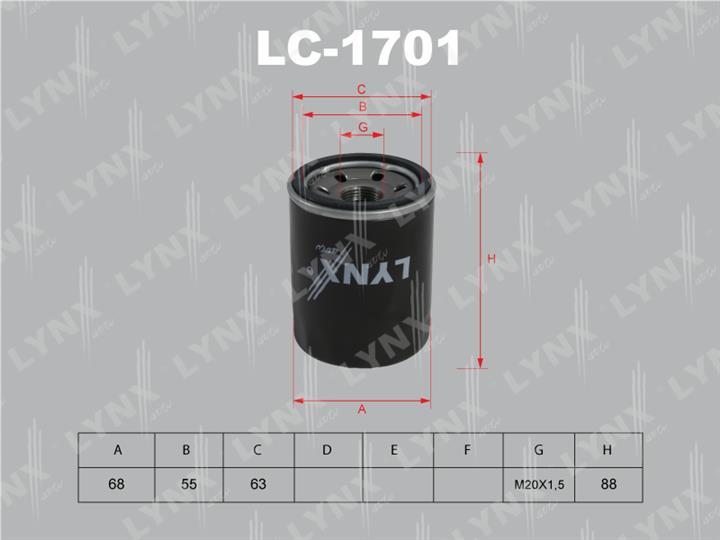 LYNXauto LC-1701 Фільтр масляний LC1701: Приваблива ціна - Купити в Україні на EXIST.UA!